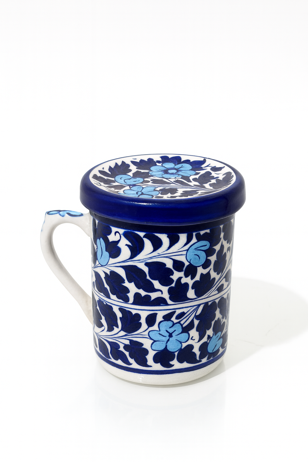 Blue-Pottery Travel Mug with Lid -  Serena