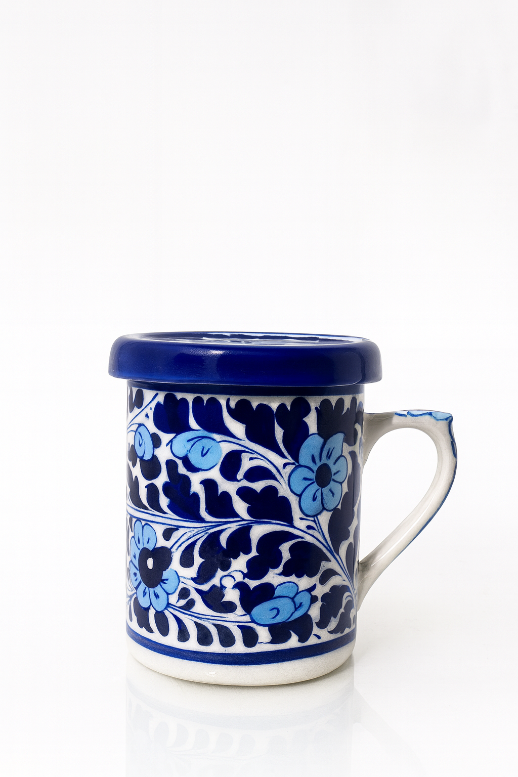 Blue-Pottery Travel Mug with Lid -  Serena